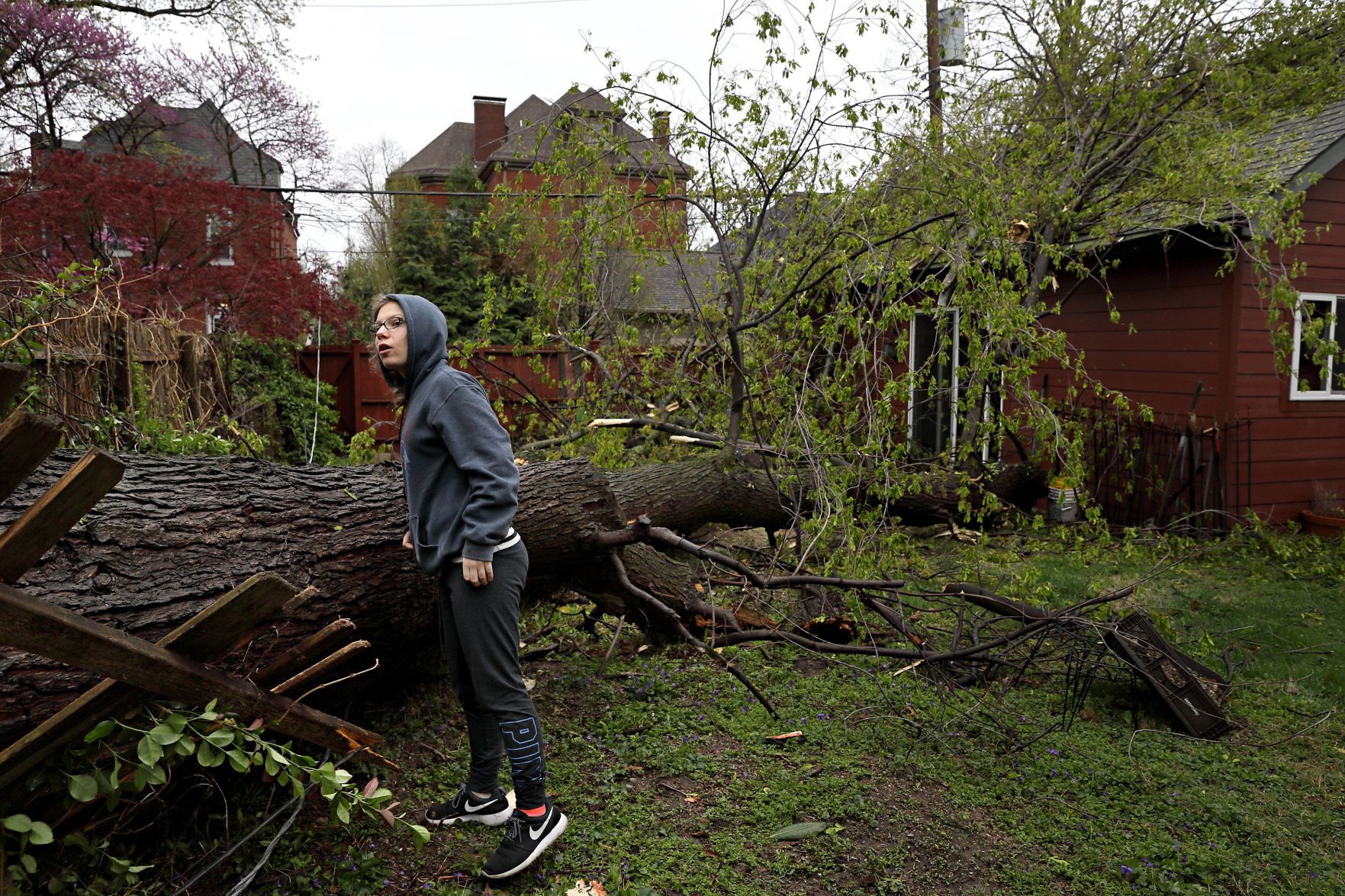 Storm damage from strong winds in St. Louis